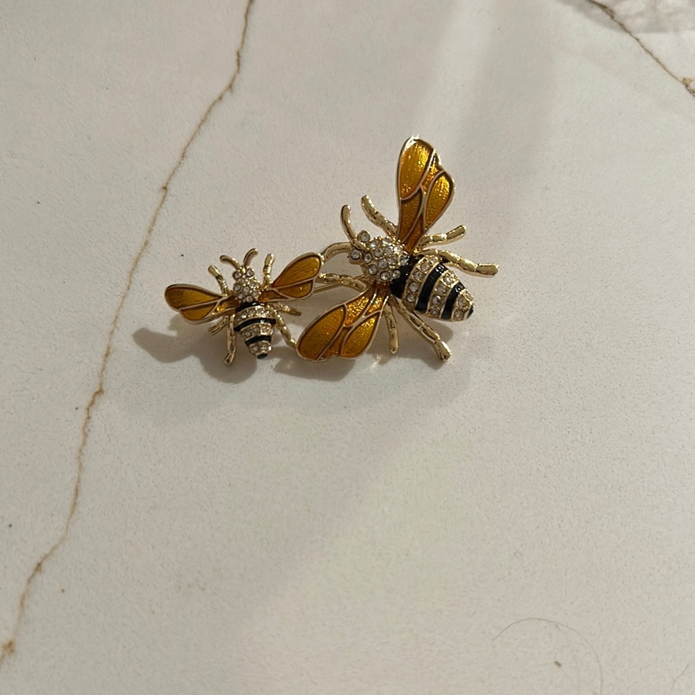 Gold and Black Bee Brooch